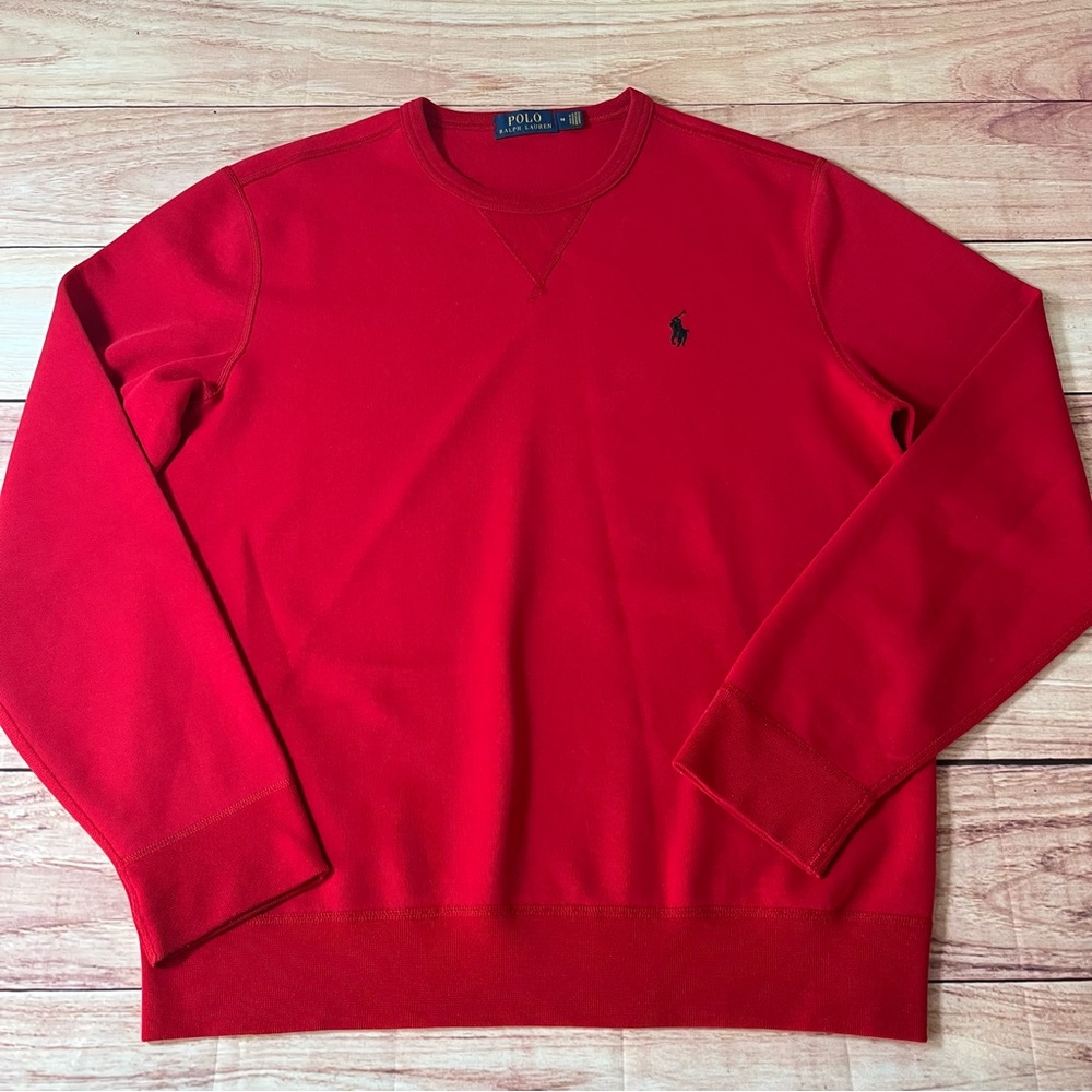 NWOT Polo Ralph Lauren The RL Fleece Crew Sweatshirt Pony Logo Red Men’s Medium - Picture 2 of 10